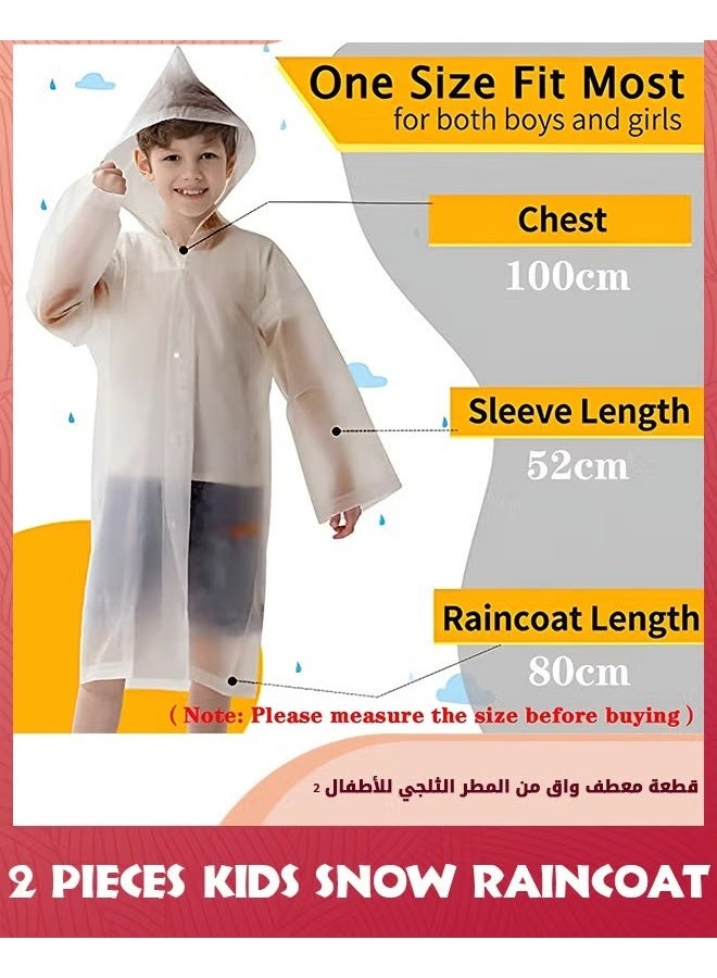 2 جهاز كمبيوتر شخصي معطف المطر للأطفال, الأطفال مقاومة للماء سميكة المطر Ponchos للأطفال,معطف المطر الطوارئ القابلة لإعادة الاستخدام للفتيان والبنات,الأطفال الثلج معطف المطر مع غطاء الغطاء,جاكيت المطر إيفا المحمولة,رمادي - Image 4